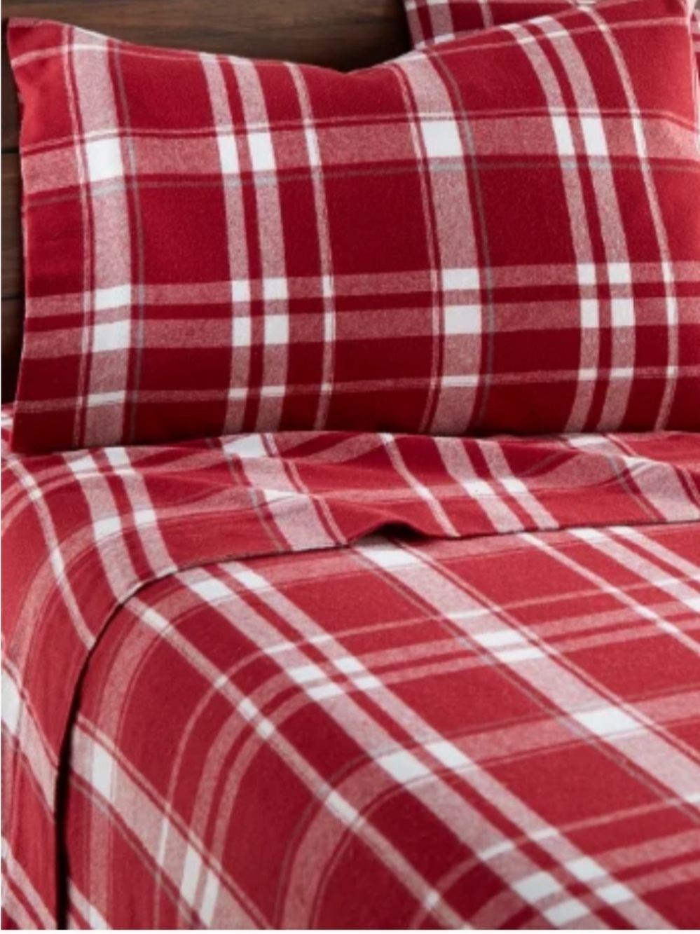 Whisper Organics Red Plaid Flannel Sheet Set Twin Organic Cotton Cozy Cabin